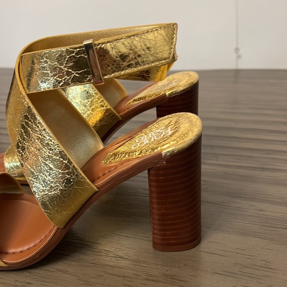 FRANCO SARTO GOLD STRAPPY CHUNKY HEELS 6 - Picture 4 of 16